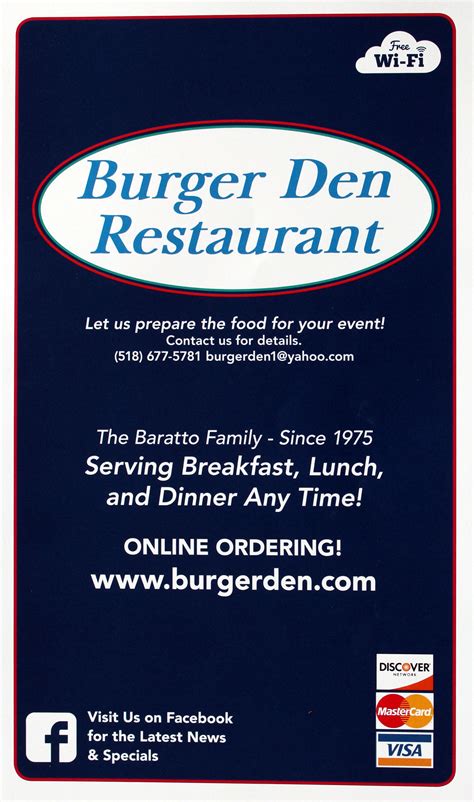 Burger Den Restaurant | Menu