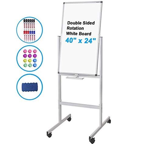 Amazon.com : Magnetic White Board Mobile Rolling Whiteboard 40 x 24 ...