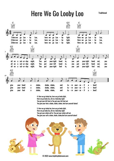 Here We Go Looby Loo Sheet Music With Chords And Lyrics