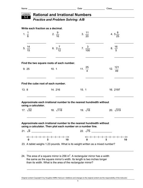 Rational Irrational Numbers Worksheet - Wordworksheet.com