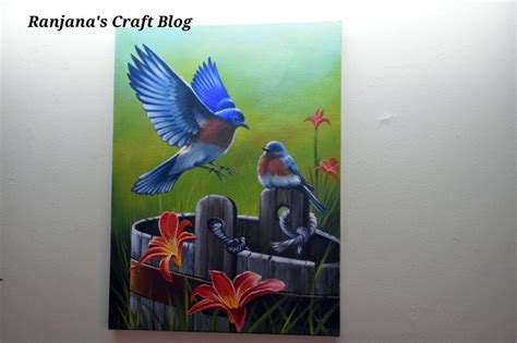 Acrylic painting on canvas - Birds - Ranjana's Craft Blog