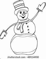Snowman Coloring Pages Cute Characters Vector Stock Royalty  sketch template