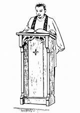 Coloring Page Priest Behind Lectern  Free Printables Img 13254 sketch template