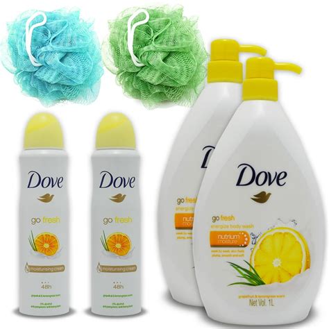 Dove Body Wash And Deodorant Kit: 2 Pack 33 Oz Grapefruit And Lemongrass Scent Moisturizing ...