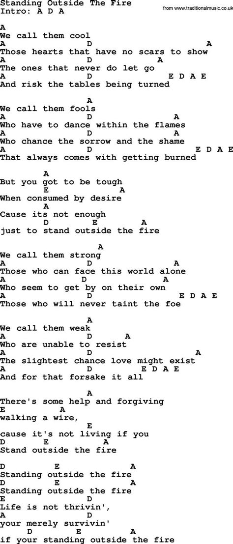 Standing Outside The Fire, by Garth Brooks - lyrics and chords | Garth brooks lyrics, Lyrics and ...