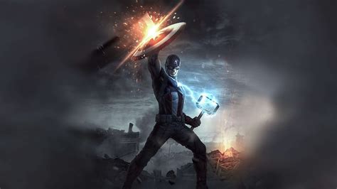 Avengers Endgame Captain America Mjolnir Hammer UHD 4K Wallpaper - Pixelz.cc