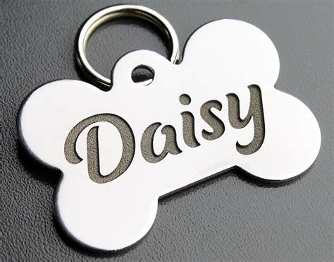 Deep Engraved Stainless Steel Pet ID Tag - Bone (1" x 1-1/2 ...