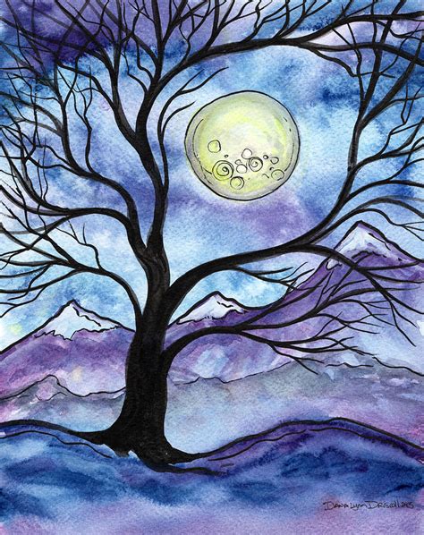 Full Moon Tree Painting by Dana Lynn Driscoll - Pixels