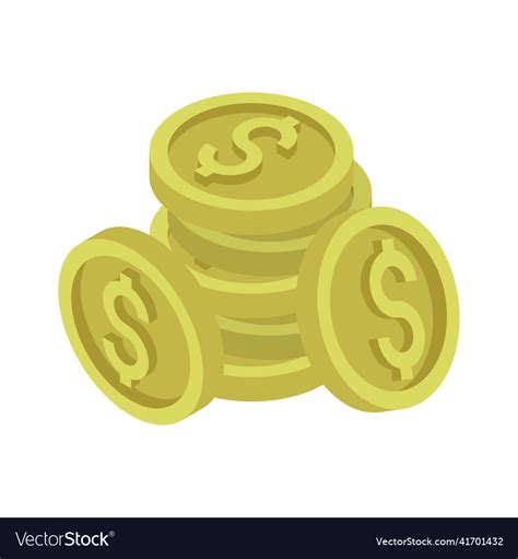 Pile coins money isometric Royalty Free Vector Image