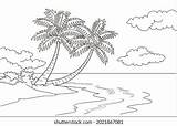 Coloring Page Kids Landscape Tropical Beach Stock Vector Royalty Free  sketch template
