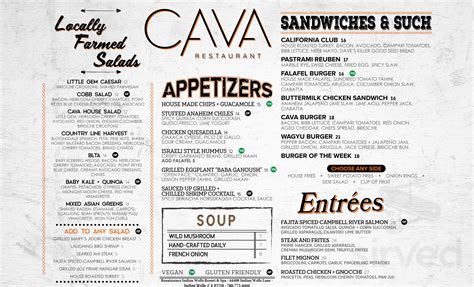 CAVA menu in Indian Wells, California, USA