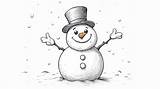 Jolly Snowman Coloring Page With Top Hat  Premium AI Generated Vector sketch template