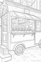Premium Photo  Coloring Pages Of A food Truck With cart Full sketch template