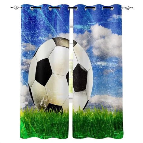 Gymnasium Soccer Court Balls Football Design Room Curtains Large Window Window Curtains Dark ...