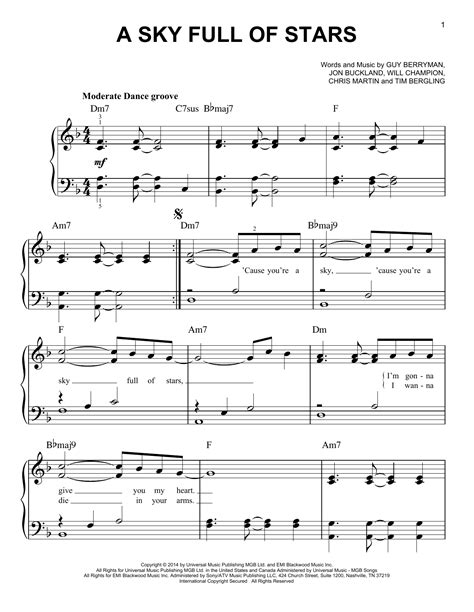 A Sky Full Of Stars sheet music by Coldplay (Easy Piano – 157865)