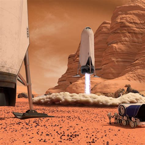 SpaceX downscaled ITS spaceship landing on Mars | human Mars