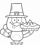 Cute Pilgrim Turkey Holding A Pie coloring Page  Free Printable sketch template
