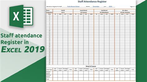 Employee Attendance Log Sheet ~ MS Excel Templates