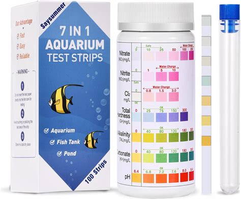 7-Way Aquarium Test Strips, 100 Strips Aquarium Testing Kit for Freshwater Saltwater, Fish Tank ...