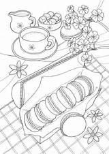 Coloring Ausmalen Tulamama Macarons Desayuno Macaron Erwachsene Tte  sketch template