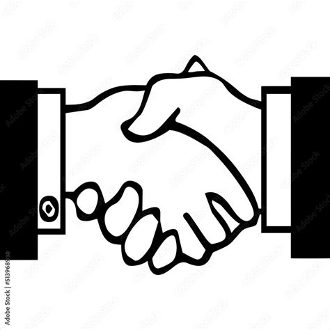 Vector, Image of handshake icon, black and white color, with transparent background Stock Vector ...