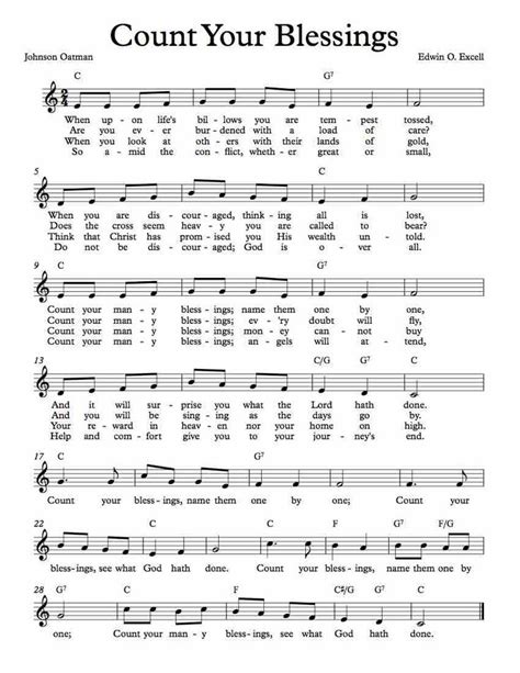 Free Lead Sheet – Count Your Blessings | Hymn sheet music, Hymn music ...