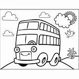 Happy Double Decker Bus Coloring Page sketch template