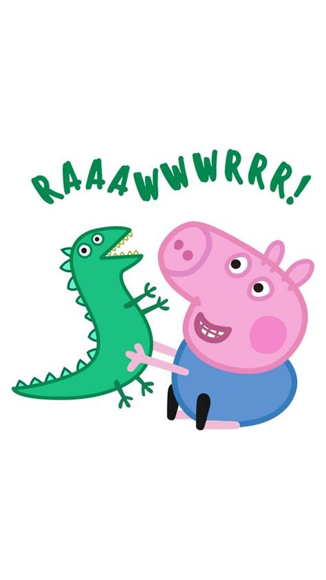 Peppa Pig George with Dinosaur Sticker | Pig cartoon, Peppa pig cartoon ...