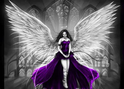 ANGEL IN PURPLE, halo, female, wings, purple, gothic, angel, HD ...