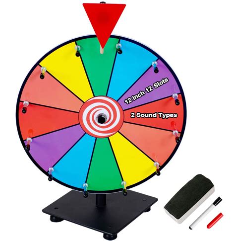 Klvied 12 Inch Heavy Duty Prize Wheel, 12 Slot Tabletop Color Spinning Wheel with 2 Model ...