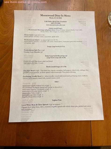 Online Menu of Moosewood Restaurant Restaurant, Ithaca, New York, 14850 ...