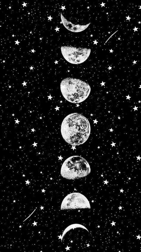 Moon And Stars Wallpaper Discover more aesthetic, background, Black, cute, Galaxy wallpaper ...