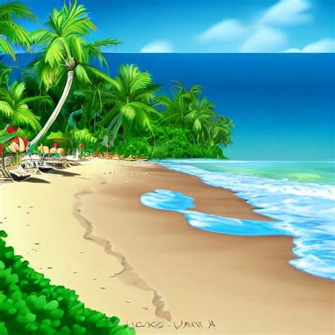 paradise beach empty cartoon | OpenArt