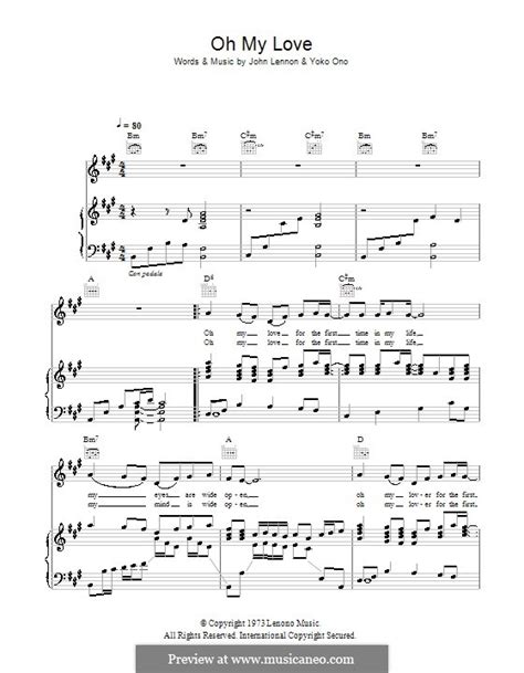 Oh My Love by J. Lennon, Y. Ono - sheet music on MusicaNeo