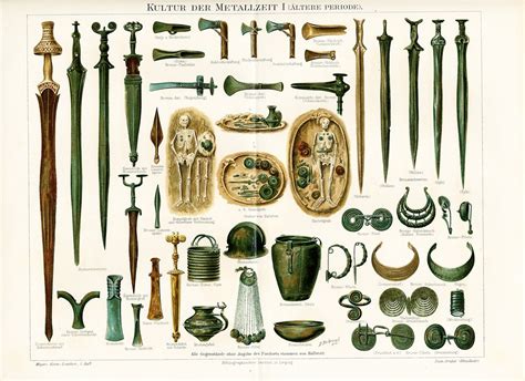 Metal age print set bronze age iron age weapons iron age tools