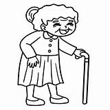 Old Woman Coloring Page sketch template