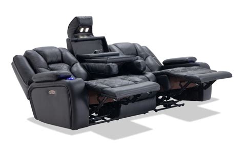 Panther Black Leather Dual Power Reclining Sofa | Power reclining sofa, Reclining sofa, Power ...