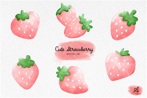 Watercolor Cute Strawberry Clipart Graphic by ArvinDesigns · Creative ...