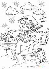 Cute Boy snowboarding  Coloring Pages For Kids sketch template
