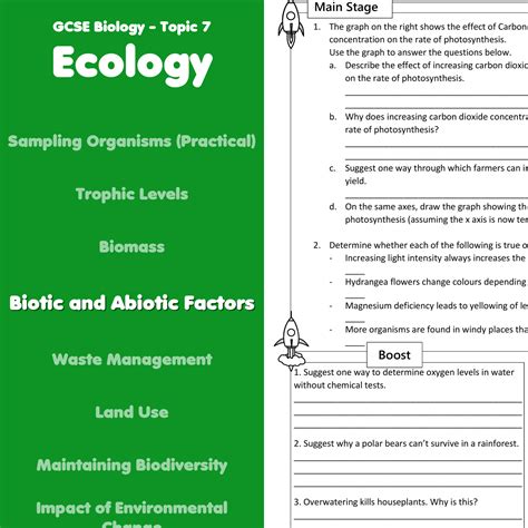 Biotic and Abiotic Factors Home Learning Worksheet GCSE - rocketsheets.co.uk