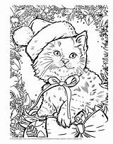Christmas Cat Coloring Page sketch template