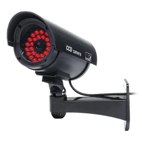 MOOL 4 Pcs Outdoor Fake / Dummy Security Camera with 30 Illuminating LED Light (Black) CCTV ...