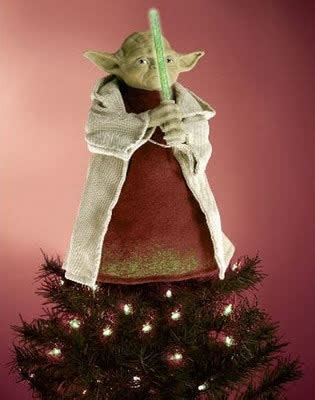 Yoda Christmas Tree Topper with LED Lightsaber