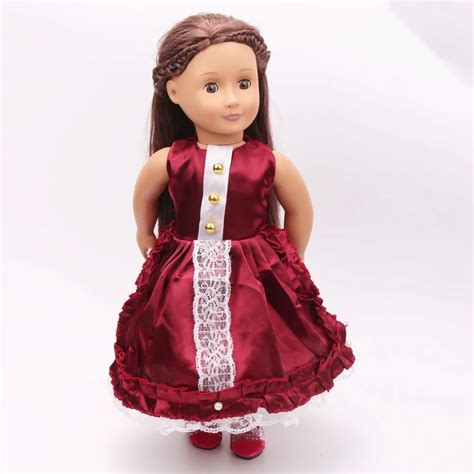 Fashion Style American Girl Doll Clothes of Burgundy Princess Doll ...