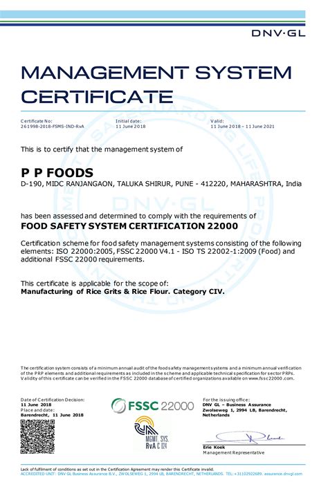 Food Safety System certification 22000