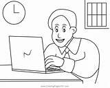 Dad Doing Office Work Coloring Page For Kids  Free Father’s Day sketch template