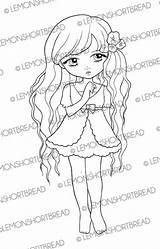 Digital Stamp Posies Girl Digi Coloring Page Floral Flowers Cute  sketch template