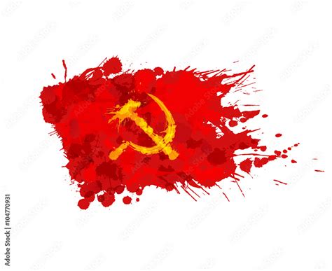 Red flag with hammer and sickle made of colorful splashes Stock Vector ...