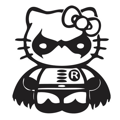 Adhesivo de vinilo Hello Kitty disfrazada de Robin | Hello kitty images, Hello kitty art, Hello ...
