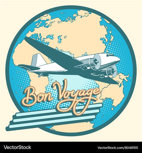 Bon voyage abstract retro plane poster Royalty Free Vector